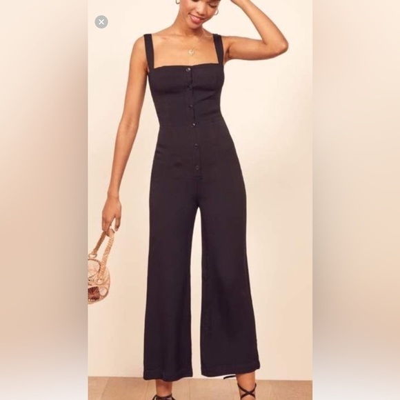 Reformation Della Black Button Front Jumpsuit 8 - Picture 3 of 11